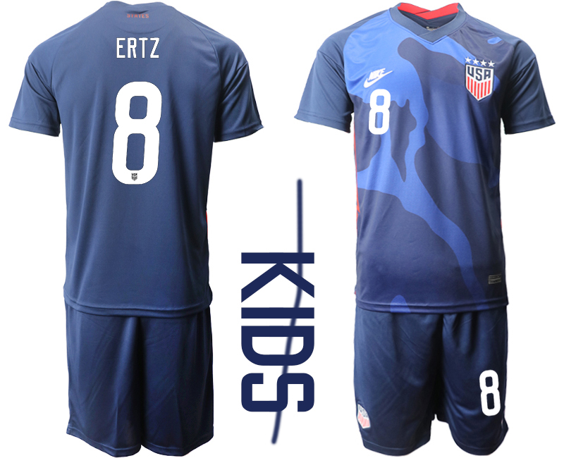 Youth 2020-2021 Season National team United States away blue 8 Soccer Jersey