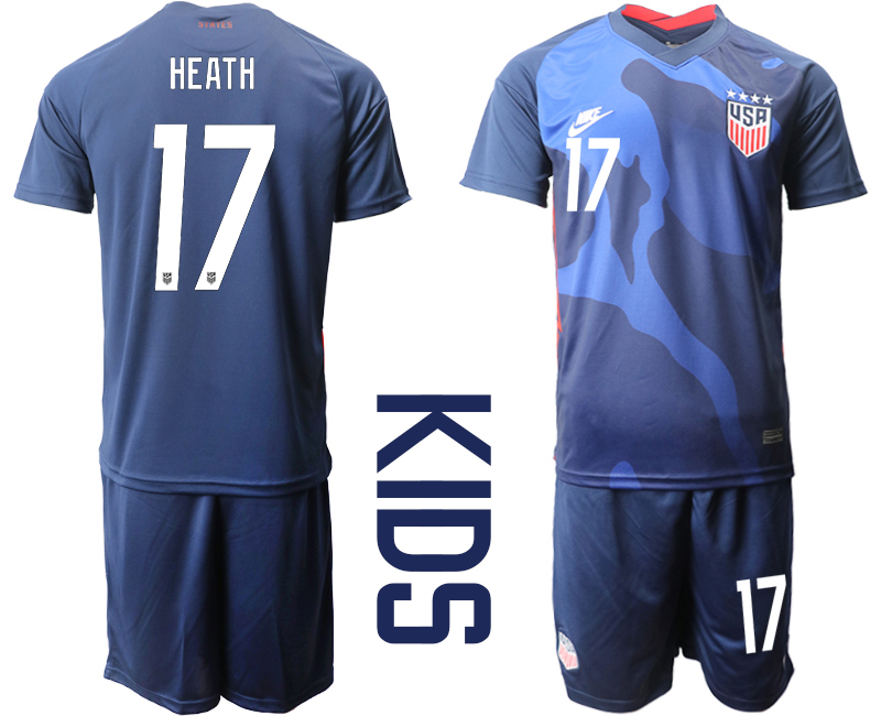 Youth 2020-2021 Season National team United States away blue 17 Soccer Jersey