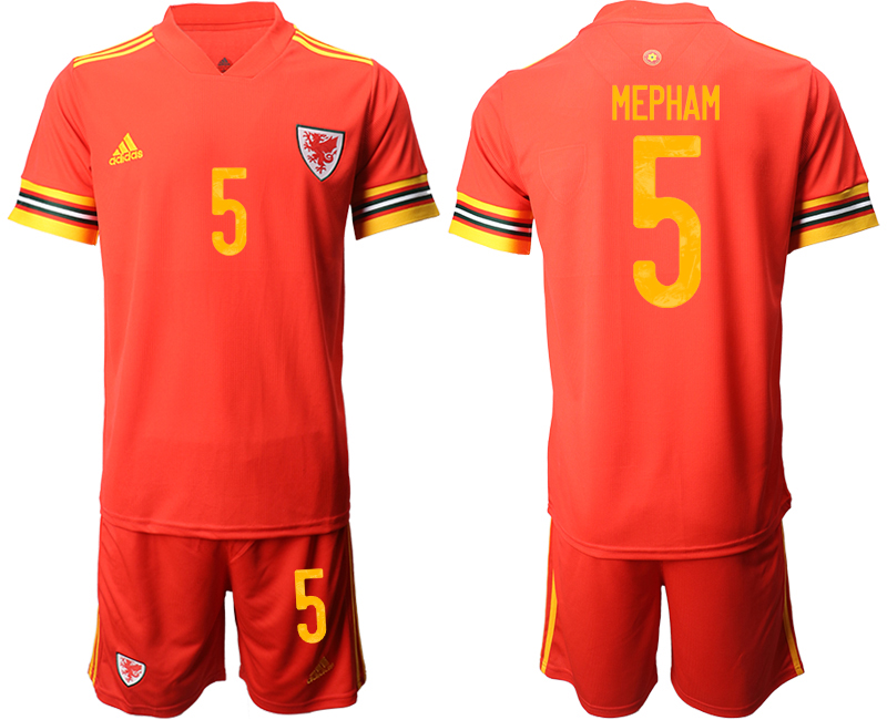 Men 2021 European Cup Welsh home red 5 Soccer Jersey