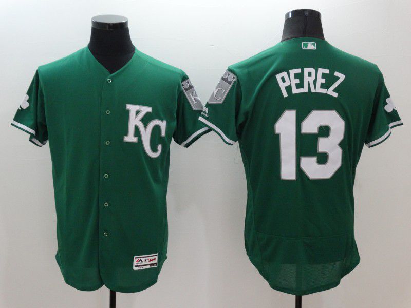 Men Kansas City Royals 13 Perez Green Elite 2021 MLB Jerseys