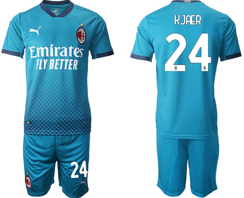 Men 2020-2021 club AC milan away 24 blue Soccer Jerseys