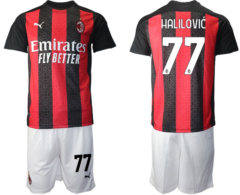 Men 2020-2021 club AC milan home 77 red Soccer Jerseys