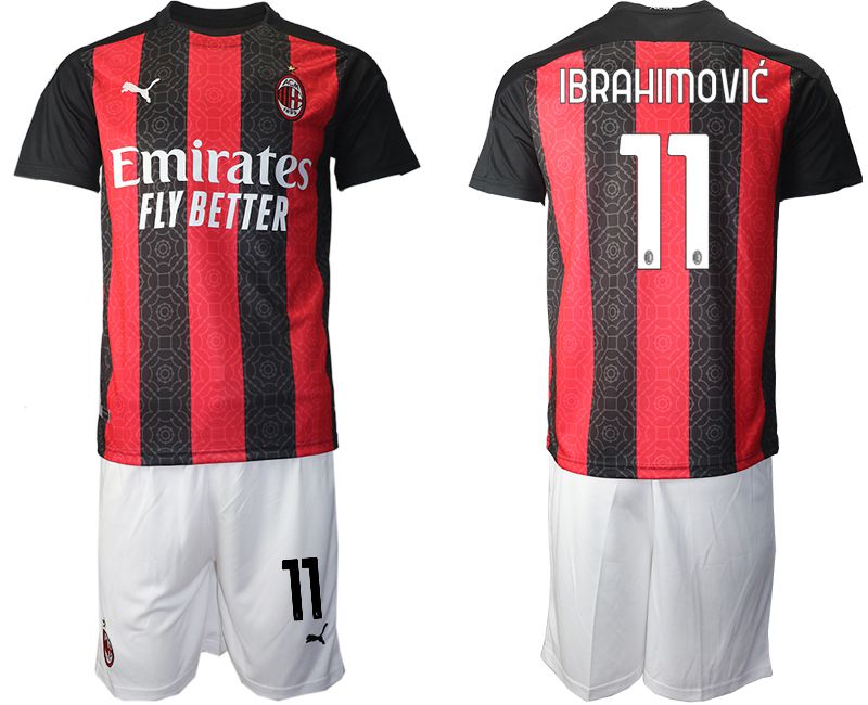 Men 2020-2021 club AC milan home 11 red Soccer Jerseys