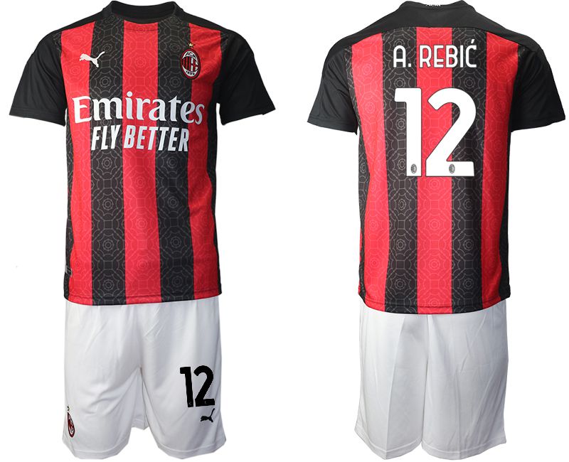 Men 2020-2021 club AC milan home 12 red Soccer Jerseys