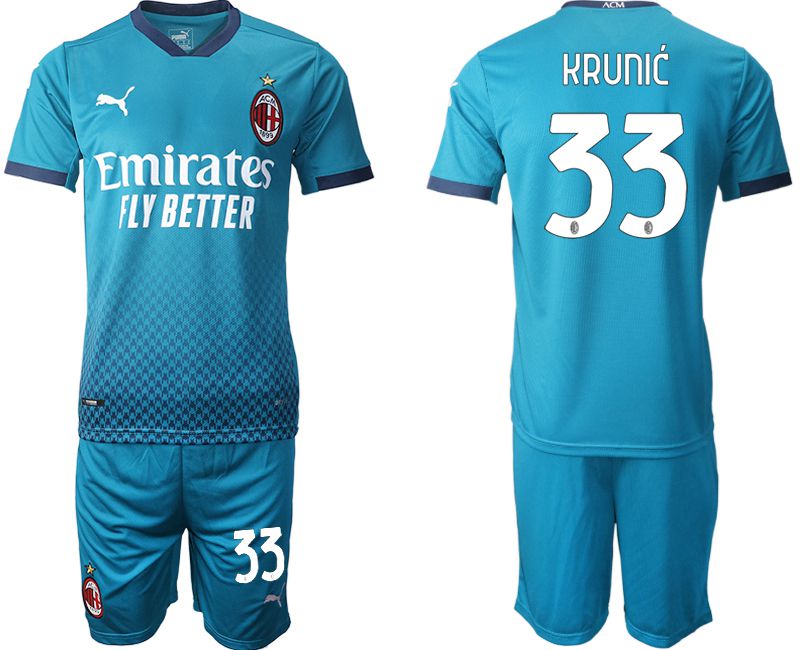 Men 2020-2021 club AC milan away 33 blue Soccer Jerseys