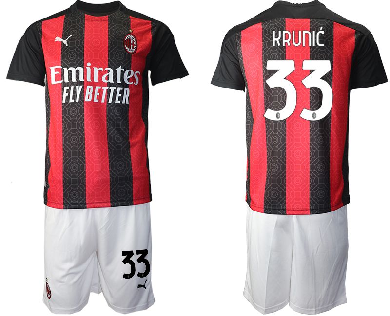 Men 2020-2021 club AC milan home 33 red Soccer Jerseys