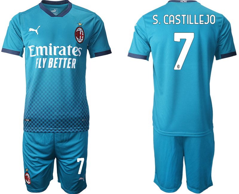 Men 2020-2021 club AC milan away 7 blue Soccer Jerseys