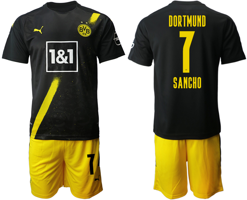 Men 2020-2021 club Borussia Dortmund away 7 black Soccer Jerseys