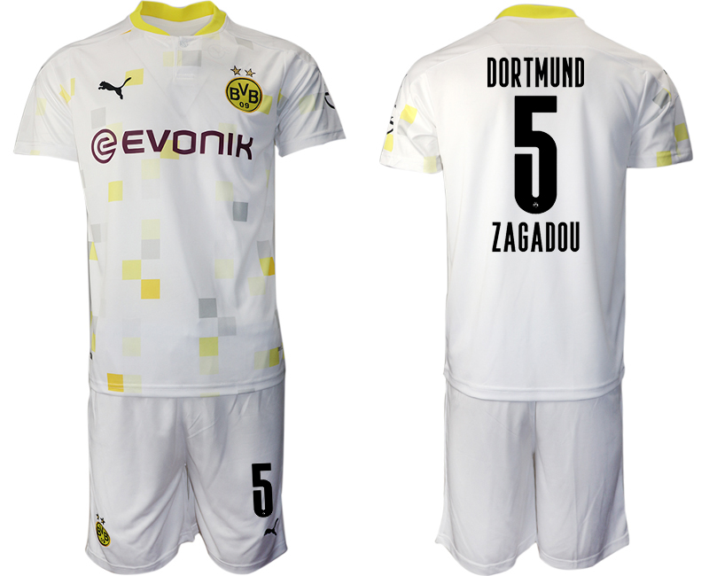 Men 2020-2021 club Borussia Dortmund Second away 5 white Soccer Jerseys