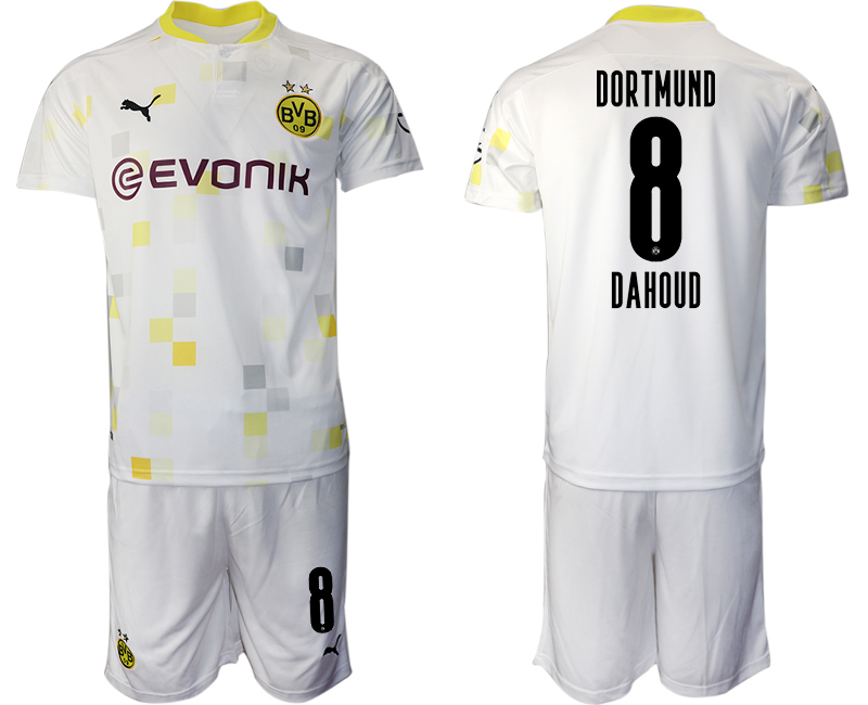 Men 2020-2021 club Borussia Dortmund Second away 8 white Soccer Jerseys