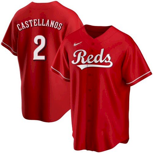 Men's Cincinnati Reds #2 Nick Castellanos Red 2021 Replica Alternate Jersey