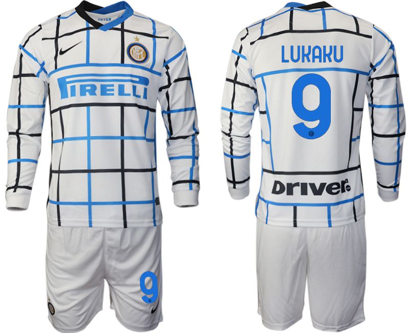 Men 2020-2021 club Inter milan away long sleeve 9 white Soccer Jerseys