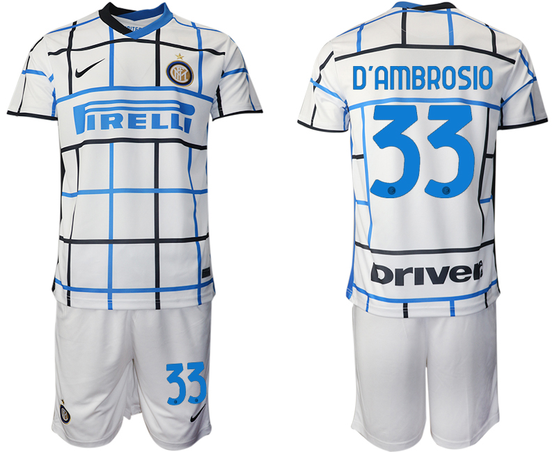 Men 2020-2021 club Inter milan away 33 white Soccer Jerseys