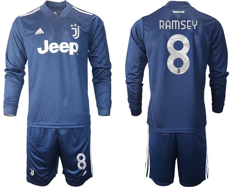 Men 2020-2021 club Juventus away long sleeves 8 blue Soccer Jerseys