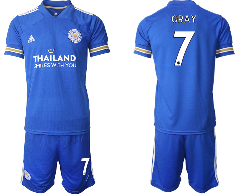 Men 2020-2021 club Leicester City home 7 blue Soccer Jerseys