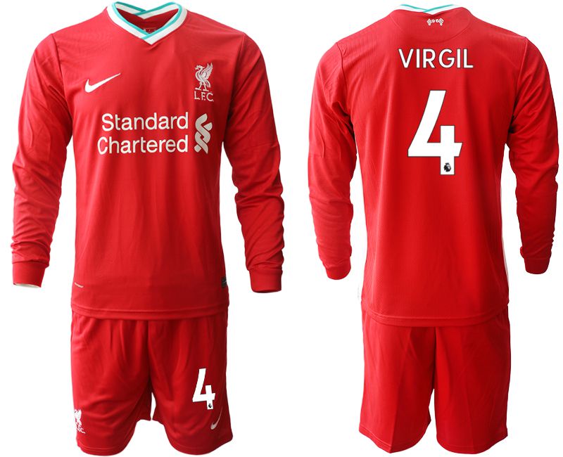 Men 2020-2021 club Liverpool home long sleeves 4 red Soccer Jerseys