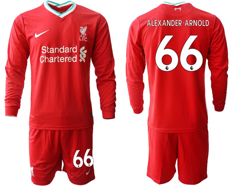 Men 2020-2021 club Liverpool home long sleeves 66 red Soccer Jerseys