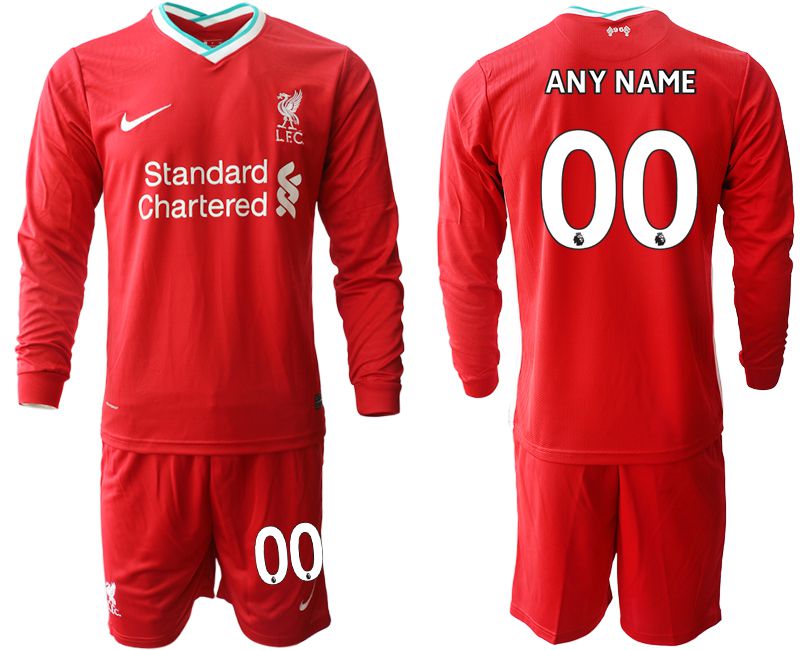 Men 2020-2021 club Liverpool home long sleeves customized red Soccer Jerseys