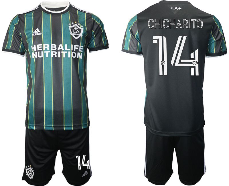 Men 2021-2022 Club Los Angeles Galaxy away black 14 Adidas Soccer Jersey