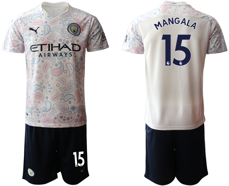 Men 2020-2021 club Manchester City away 15 white Soccer Jerseys