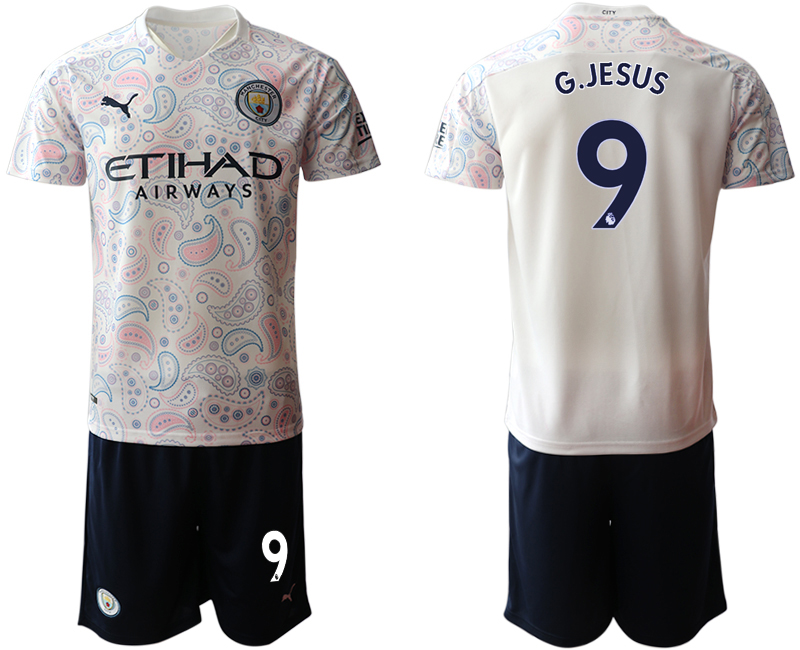 Men 2020-2021 club Manchester City away 9 white Soccer Jerseys