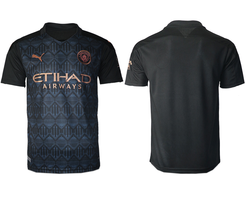 Men 2020-2021 club Manchester City away aaa version blank black Soccer Jerseys