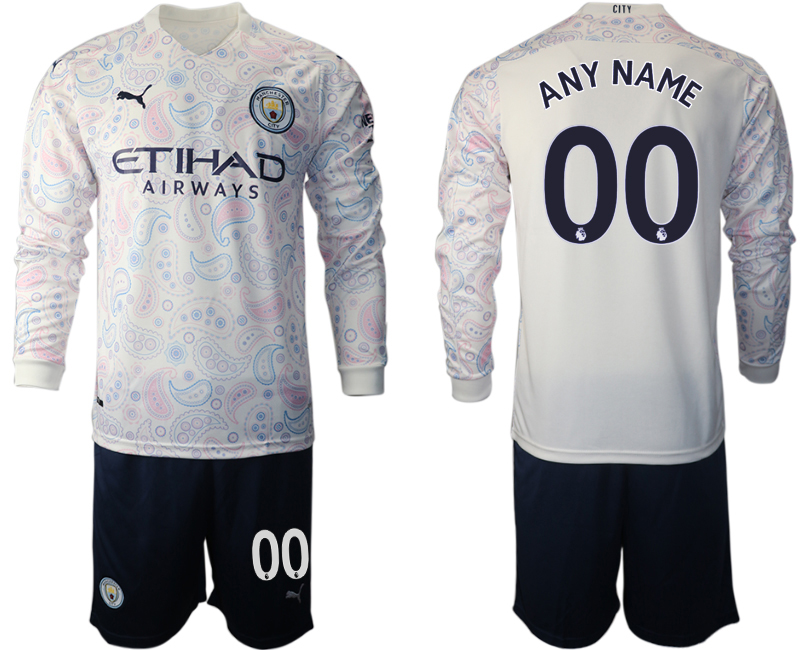 2021 Men Manchester city away long sleeve custom soccer jerseys