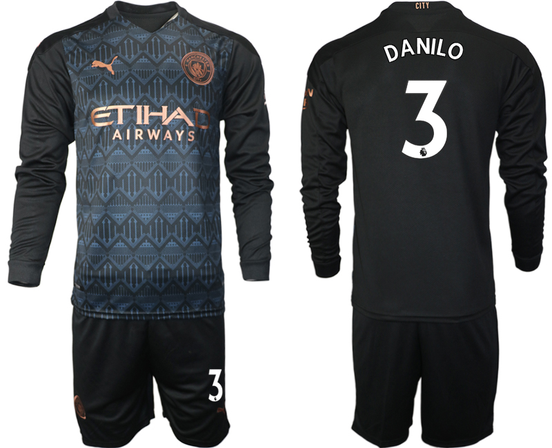 Men 2021 Manchester city home long sleeve 3 soccer jerseys