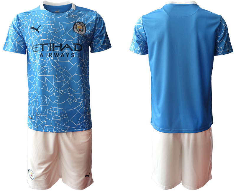 Men 2020-2021 club Manchester City home blank blue Soccer Jerseys