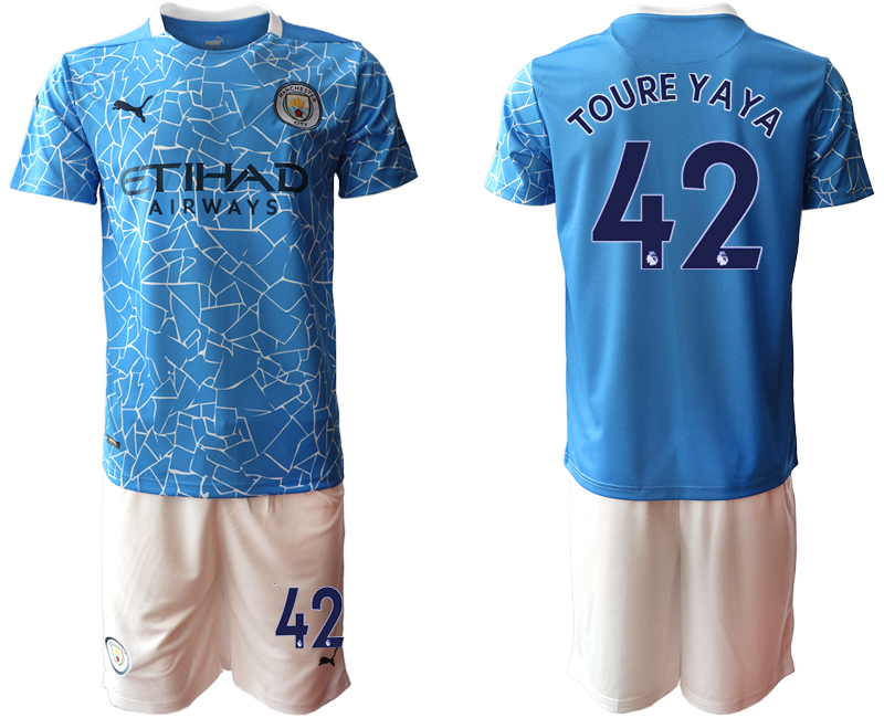 Men 2020-2021 club Manchester City home 42 blue Soccer Jerseys