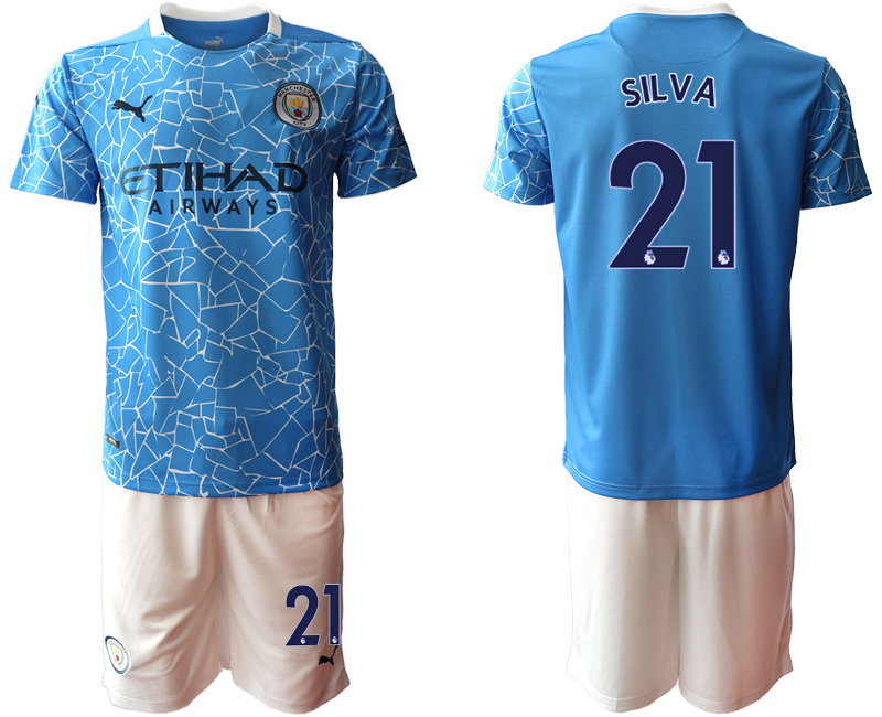 Men 2020-2021 club Manchester City home 21 blue Soccer Jerseys