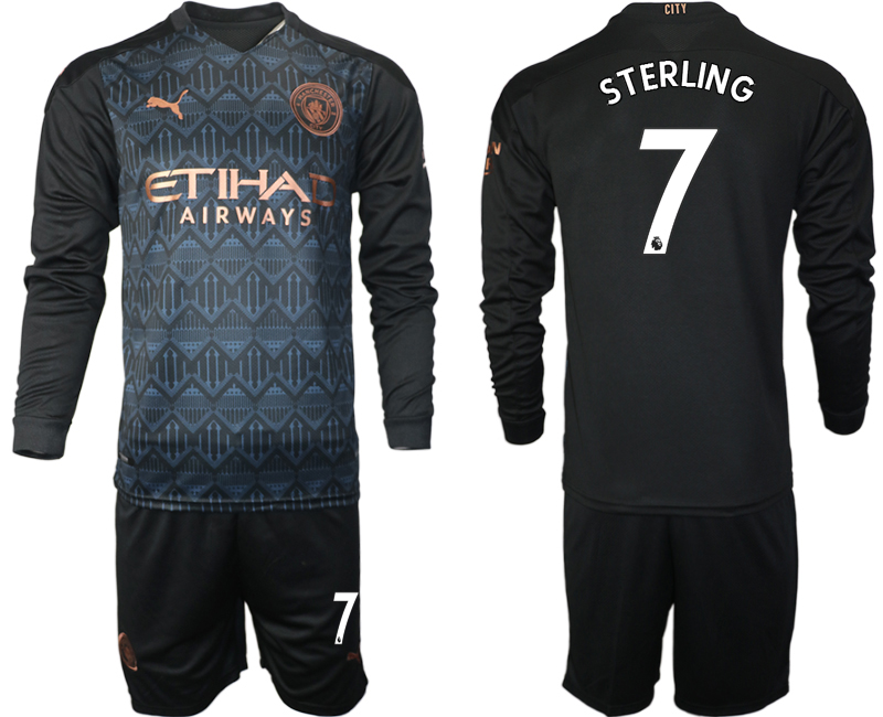 Men 2021 Manchester city home long sleeve 7 soccer jerseys