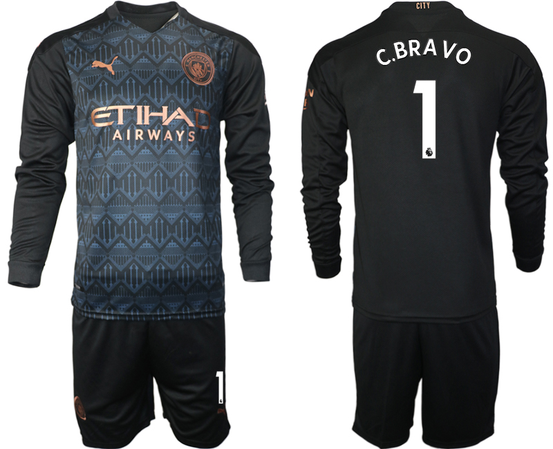 Men 2021 Manchester city home long sleeve 1 soccer jerseys