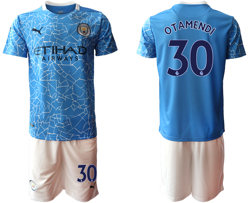 Men 2020-2021 club Manchester City home 30 blue Soccer Jerseys