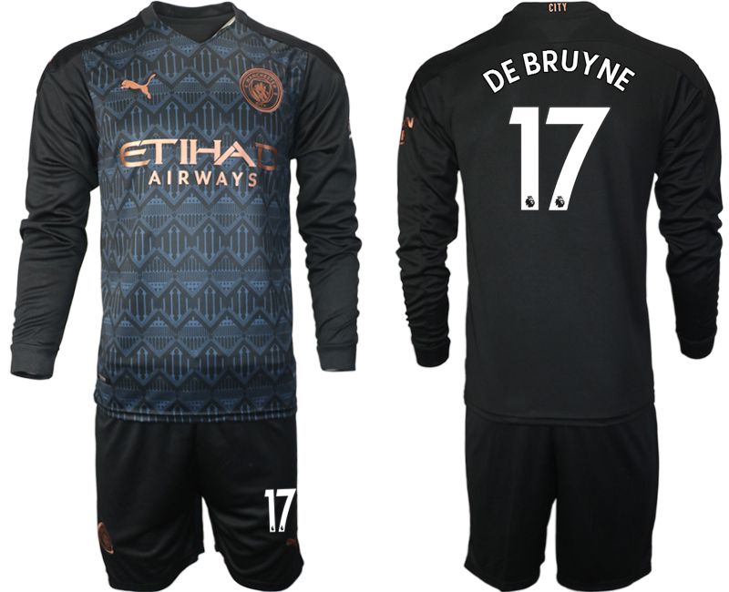 Men 2020-2021 club Manchester city home long sleeve 17 black Soccer Jerseys