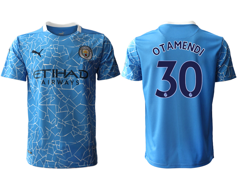 Men 2020-2021 club Manchester City home aaa version 30 blue Soccer Jerseys