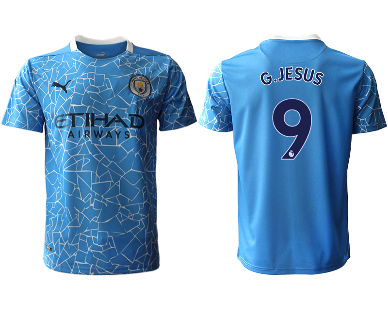 Men 2020-2021 club Manchester City home aaa version 9 blue Soccer Jerseys