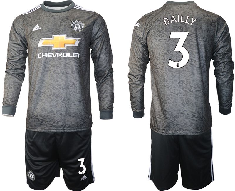 Men 2020-2021 club Manchester united away long sleeve 3 black Soccer Jerseys