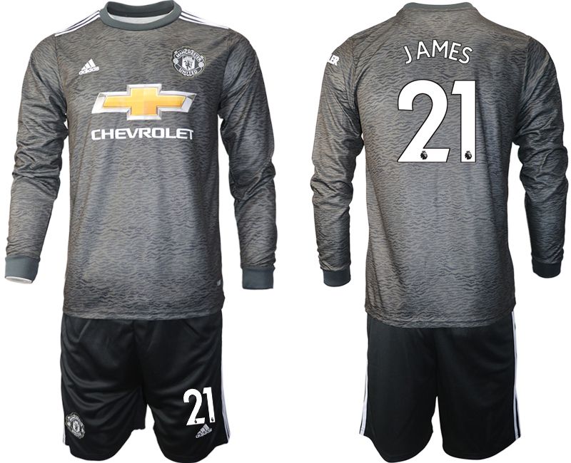 Men 2020-2021 club Manchester united away long sleeve 21 black Soccer Jerseys