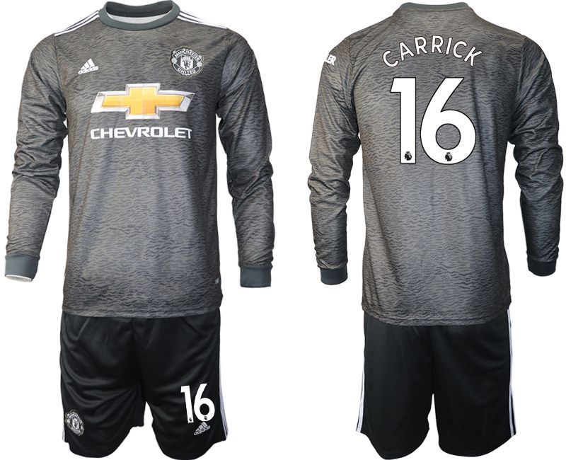 Men 2020-2021 club Manchester united away long sleeve 16 black Soccer Jerseys