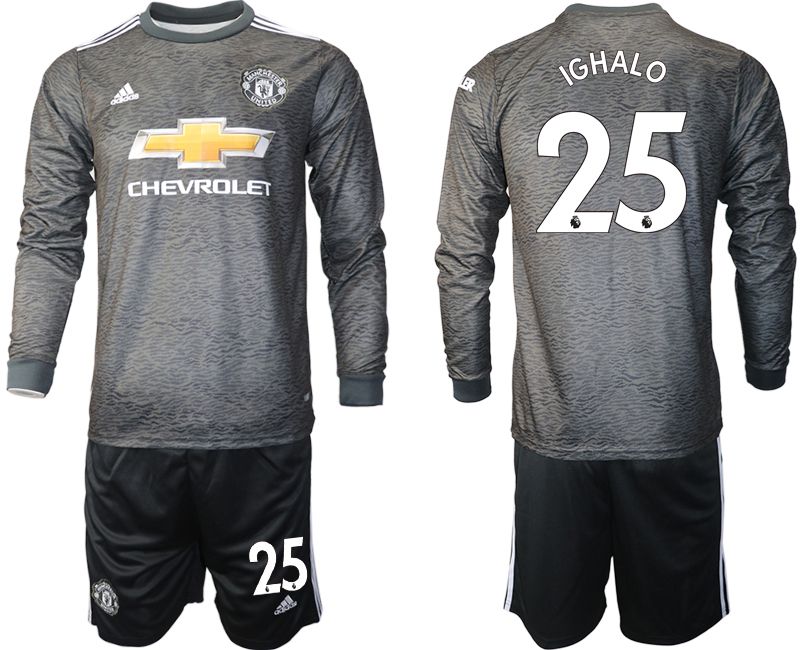 Men 2020-2021 club Manchester united away long sleeve 25 black Soccer Jerseys