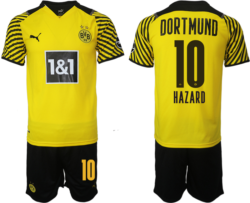 Men 2021-2022 Club Borussia Dortmund home 10 yellow Soccer Jersey