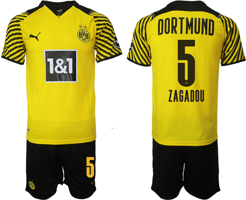 Men 2021-2022 Club Borussia Dortmund home 5 yellow Soccer Jersey