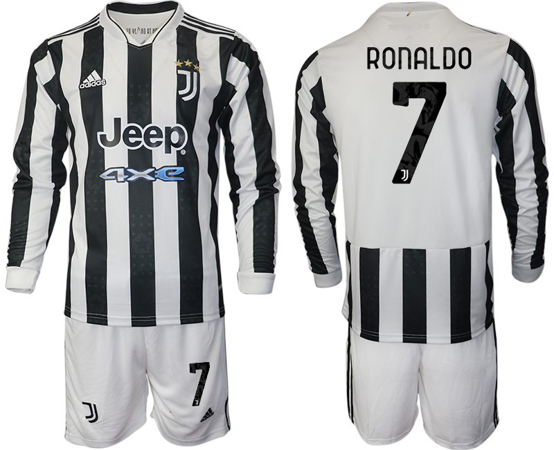 Men 2021-2022 Club Juventus home white Long Sleeve 7 Adidas Soccer Jersey