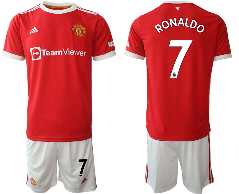 Men 2021-2022 Club Manchester United home red 7 Adidas Soccer Jersey1