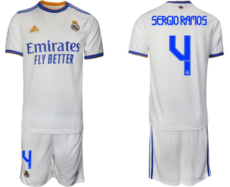 Men 2021-2022 Club Real Madrid home white 4 Soccer Jerseys