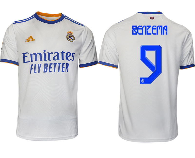 Men 2021-2022 Club Real Madrid home aaa version white 9 Soccer Jerseys