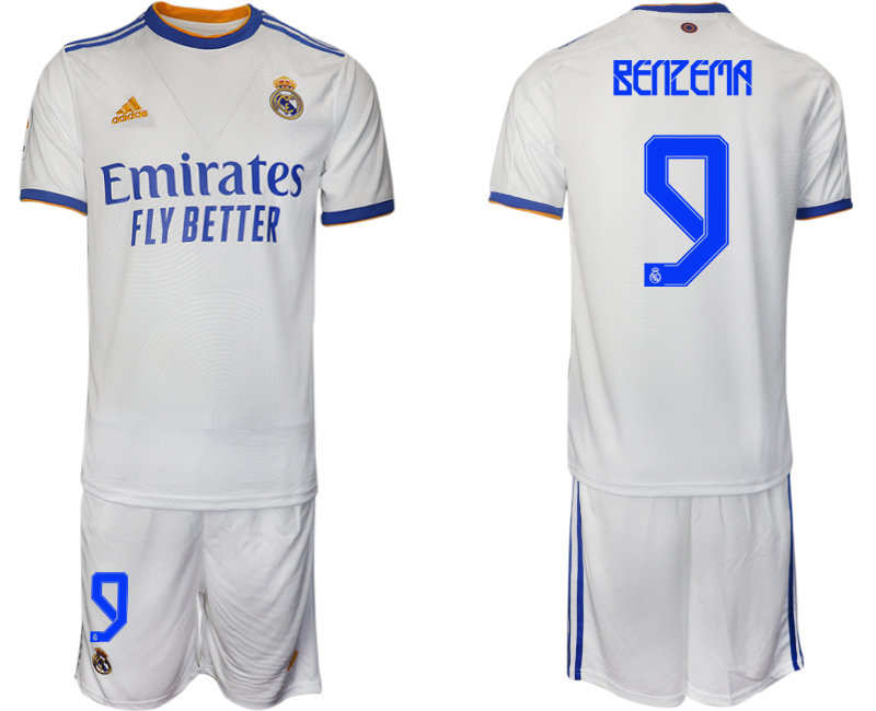 Men 2021-2022 Club Real Madrid home white 9 Soccer Jerseys