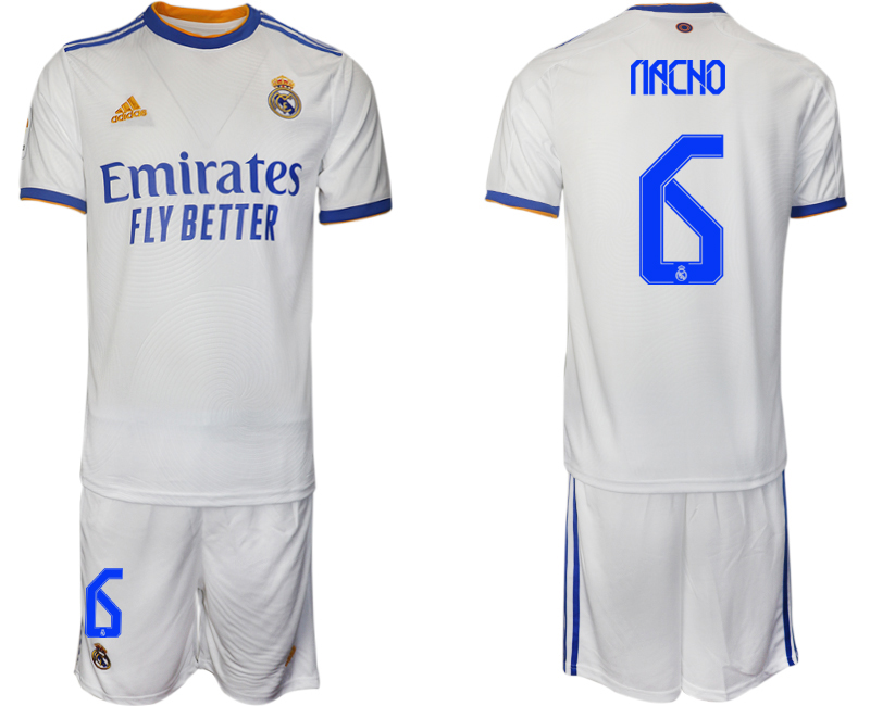 Men 2021-2022 Club Real Madrid home white 6 Soccer Jerseys