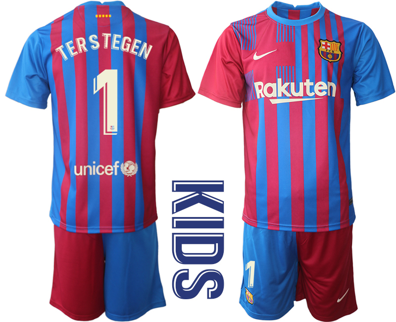 Youth 2021-2022 Club Barcelona home red 1 Nike Soccer Jerseys